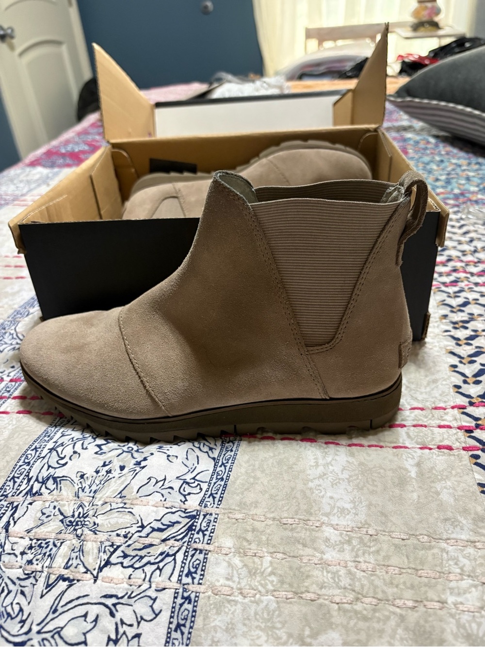 Sorel Taupe Suede Chelsea Ankle Boots